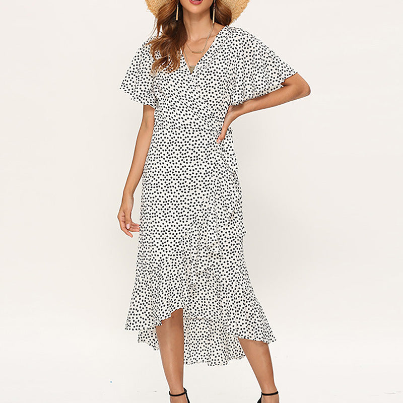 Womenswear Temperament Commuter Lace Waist Show Thin Print Women'S Maxi Dress