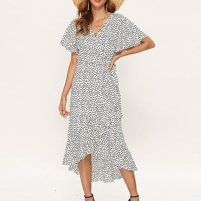 Womenswear Temperament Commuter Lace Waist Show Thin Print Women'S Maxi Dress