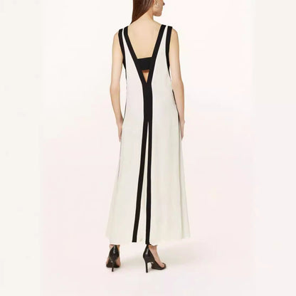 Casual Color Block Sleeveless Dress Polyester Elegant Style