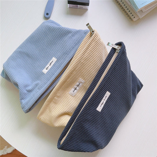 Solid Color Corduroy Simple Makeup Bag