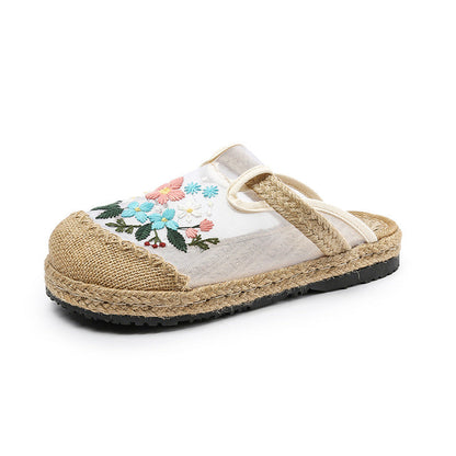 Summer New Thin Mesh Embroidered Shoes Breathable Shoes Old Cloth Shoes Women'S Shoes Flat Shoes