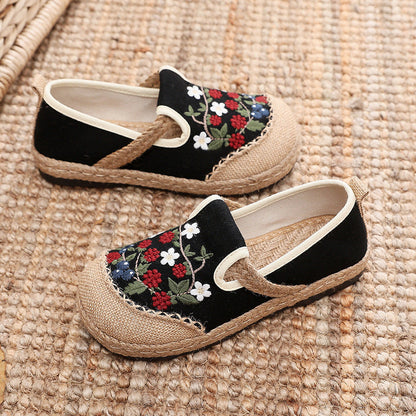 Shallow-Cut Cloth Shoes Custom-Made One-Pedal Ethnic Embroidered Shoes Light Breathable Sweat-Absorbent Cloth Shoes.