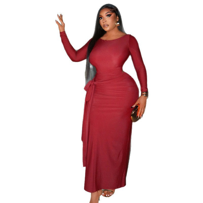 Elegant Fitted Long Sleeve Dress With Ruched Design