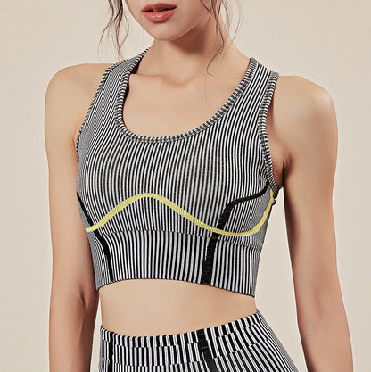 Seamless High-Stretch Striped Yoga Wear Quick-Drying Breathable Sportswear Fitness Running Sports Bra