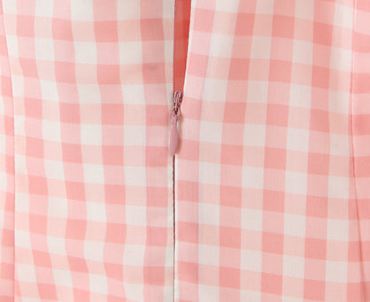 Sexy V-Neck Halter Plaid Maxi Dress