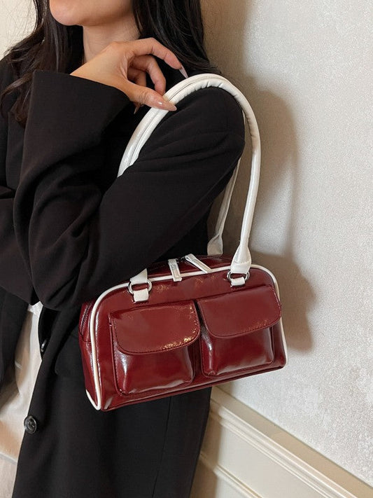 Trendy Color Block Shoulder Bag Spacious Tote for Women
