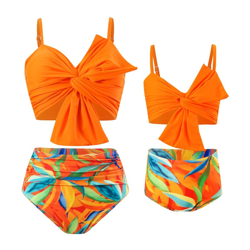 New Solid Color Bowknot Bikini Swimwear Set For Women