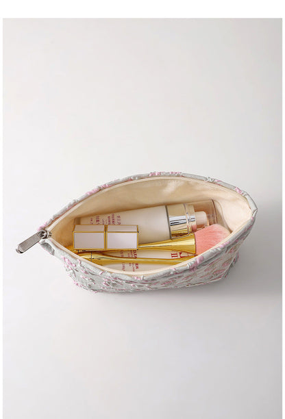 Simple Floral Jacquard Sweet Cosmetic Bag