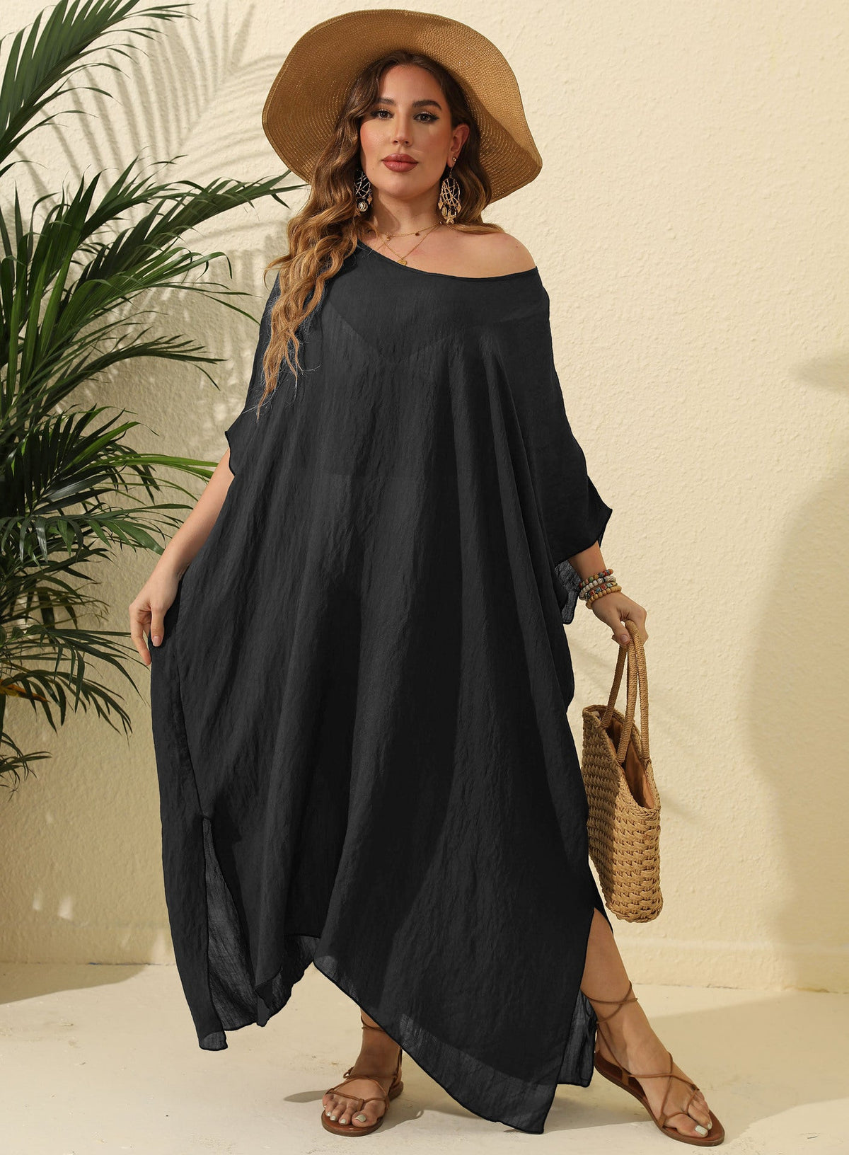 Women鈥檚 Maxi Dress Solid Color Loose Fit Beach Vacation Dress