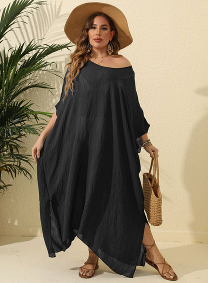 Women鈥檚 Maxi Dress Solid Color Loose Fit Beach Vacation Dress