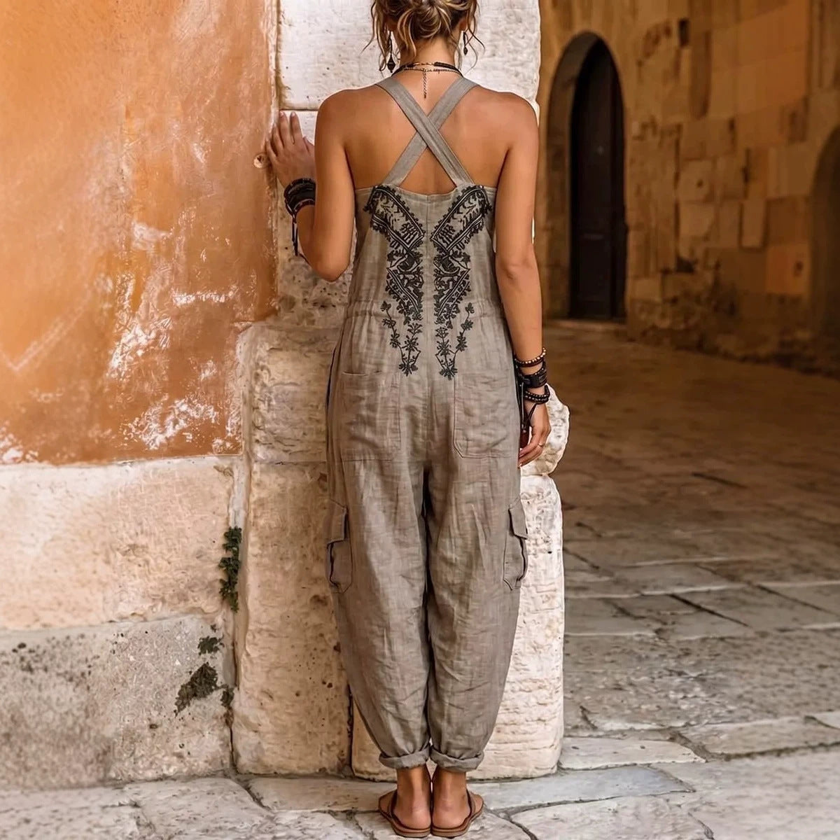 Loose Cargo Jumpsuit with Pockets