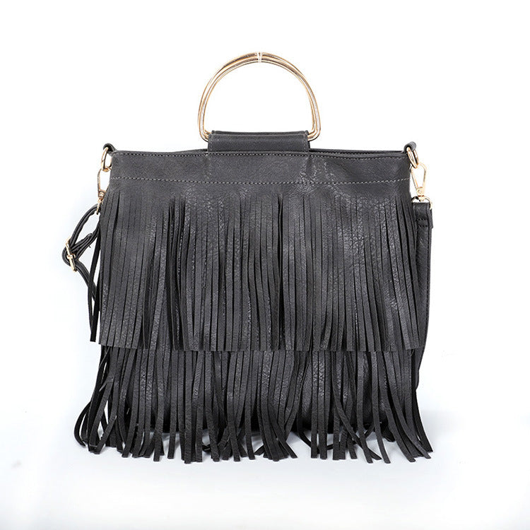 Casual Solid Color Tassel Shoulder Bag