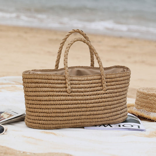 Large Capacity Woven Simple Beach Handbag