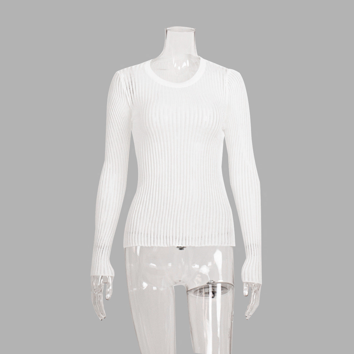 Sexy Slim-Fit Knitted Sweater with Round Neck