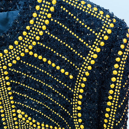 Metal Studded Tweed Jacket Stylish Office Wear