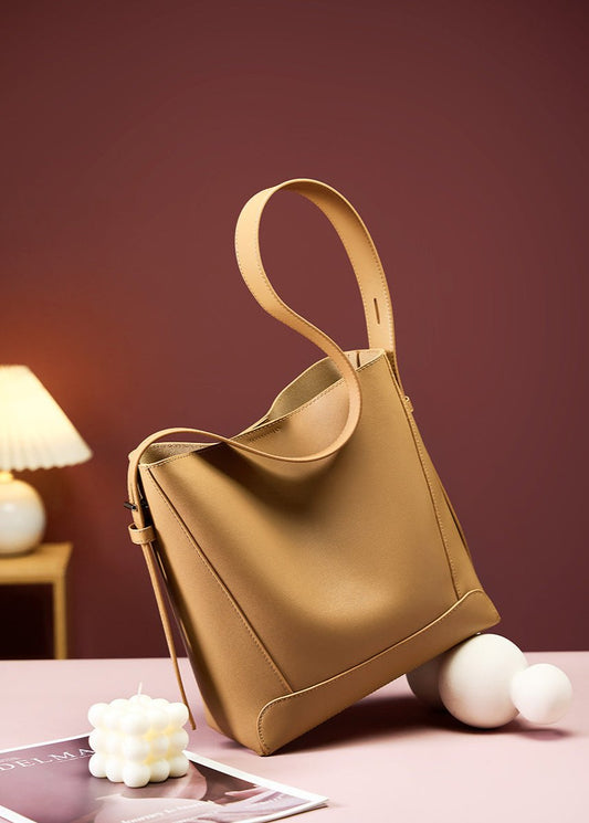 Commuter Bucket Bag Genuine Leather Minimalist Design