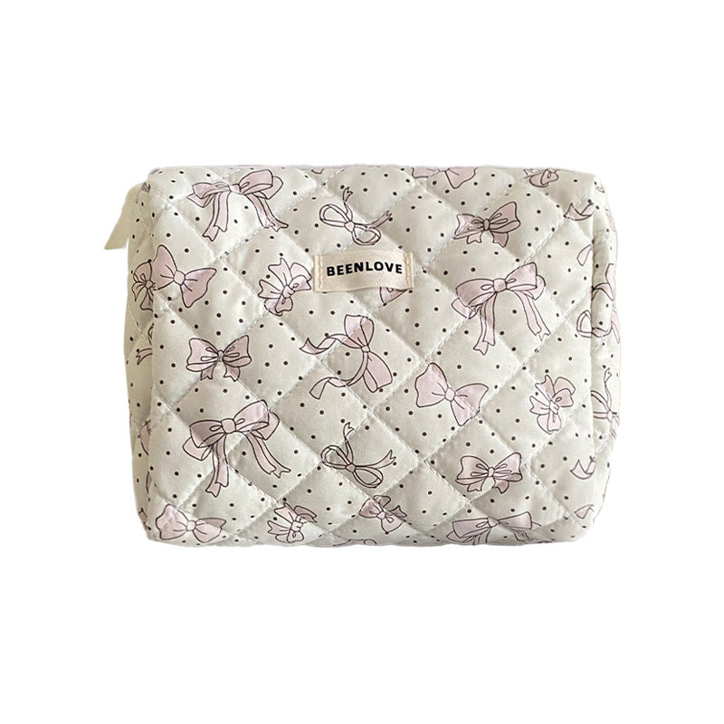 Trendy Print Quilted Large Capacity Makeup Bag