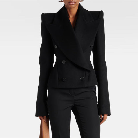 Double Breasted Wool Blend Jacket