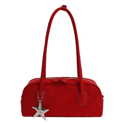 Trendy City Simplistic Shoulder Bowling Bag with Star Pendant