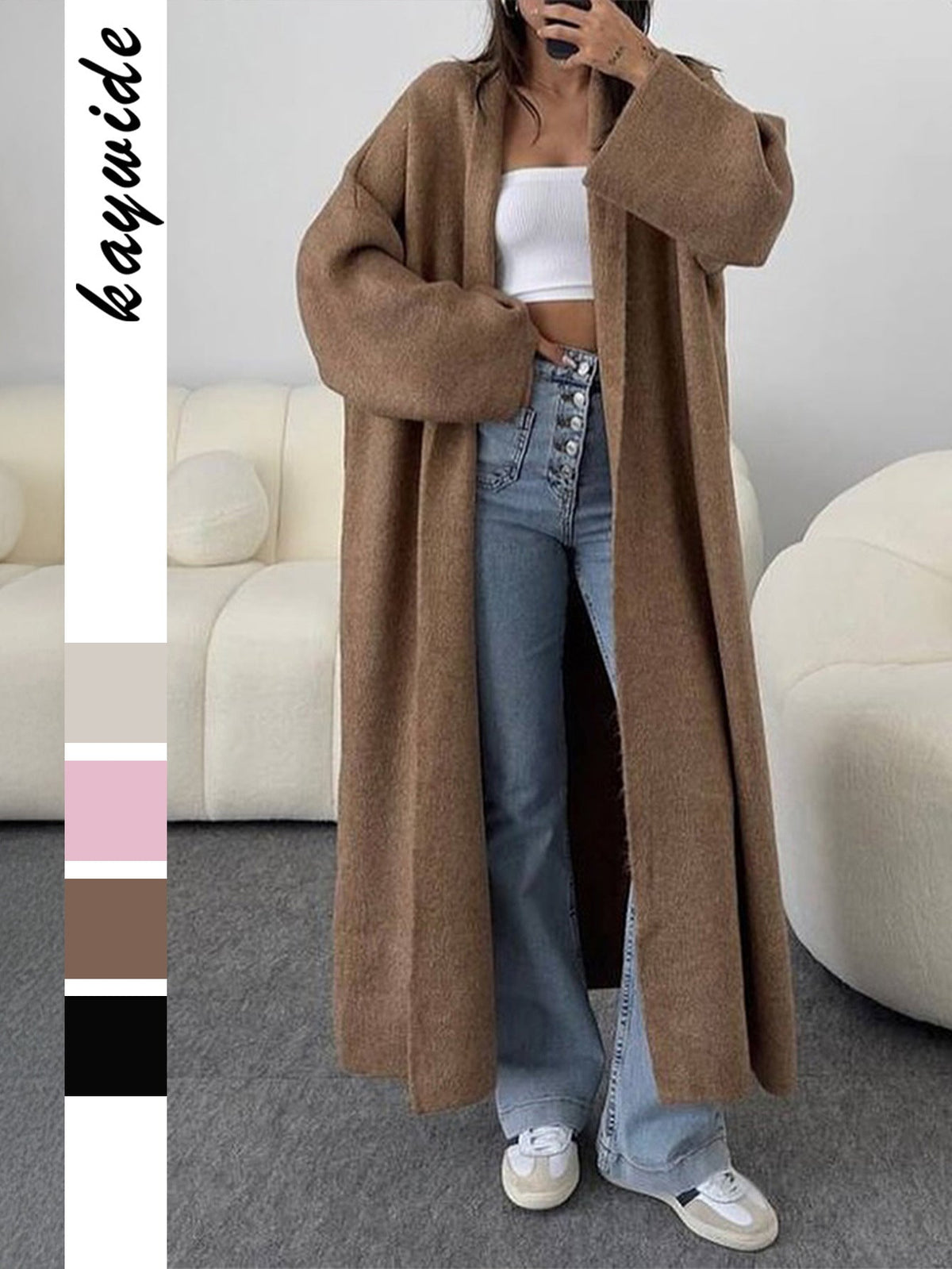 Fashionable Long Sleeve Knit Cardigan Coats for Women