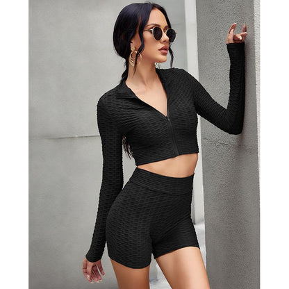 Women'S Yoga Clothes Fashion Solid Long-Sleeved Casual Sports Suit Women