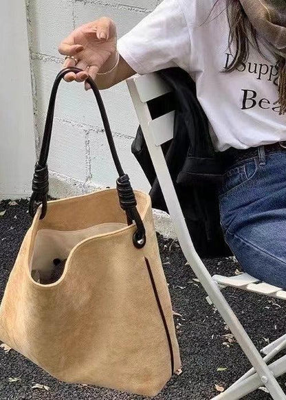 Suede Tote Bag With Knotted Handle