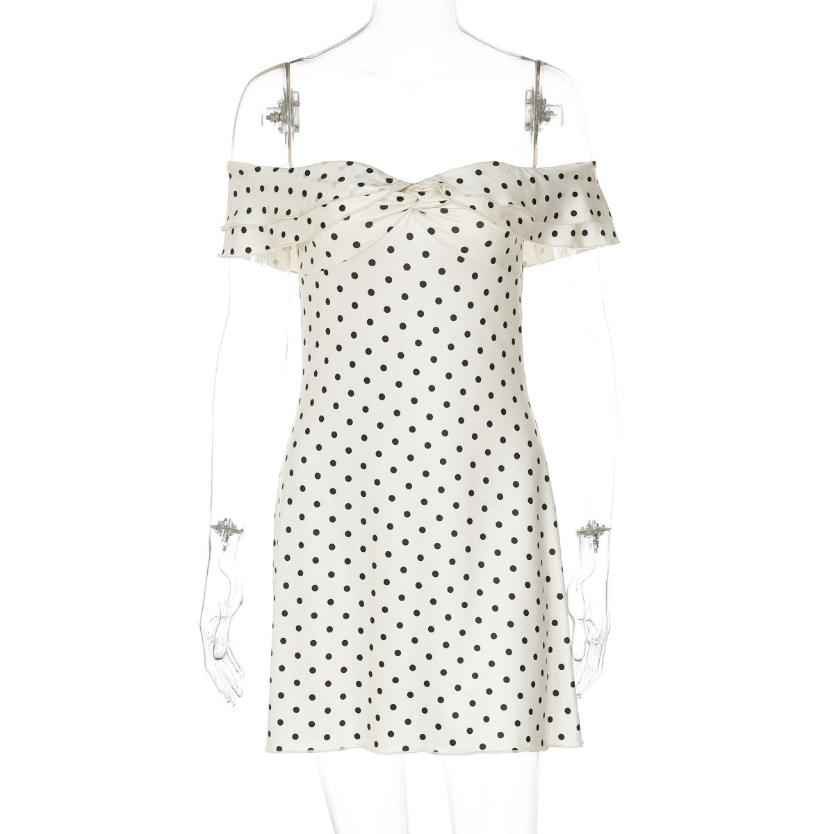 Polka Dot Strapless Bodycon Dress for Casual Outings