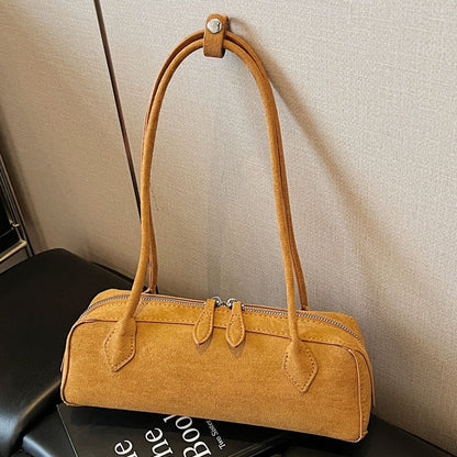 French Vintage Suede Tote Bag Stylish Casual Shoulder Bag