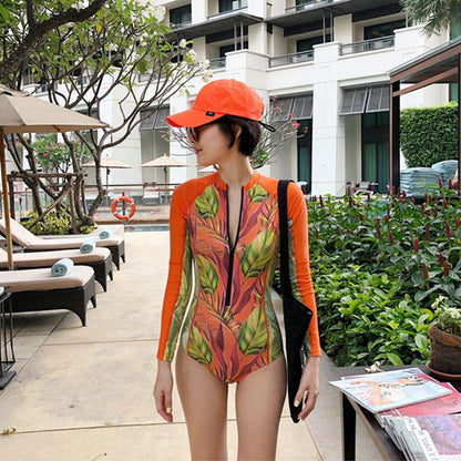 Diving Suit Female Sunscreen Jellyfish Suit Snorkeling Surfing Long-Sleeved One-Piece Swimsuit