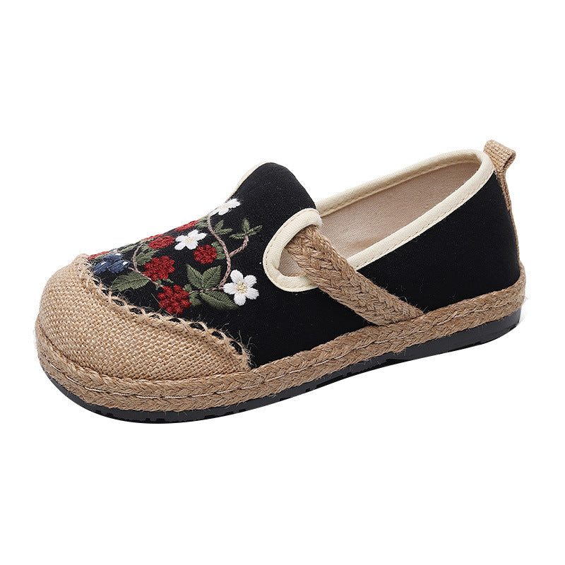 Shallow-Cut Cloth Shoes Custom-Made One-Pedal Ethnic Embroidered Shoes Light Breathable Sweat-Absorbent Cloth Shoes.