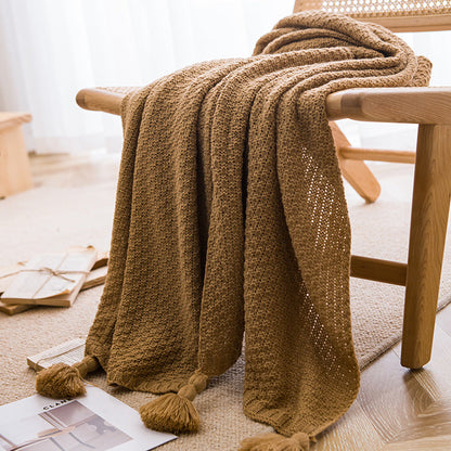 Simple Soft Cozy Tassel Blanket