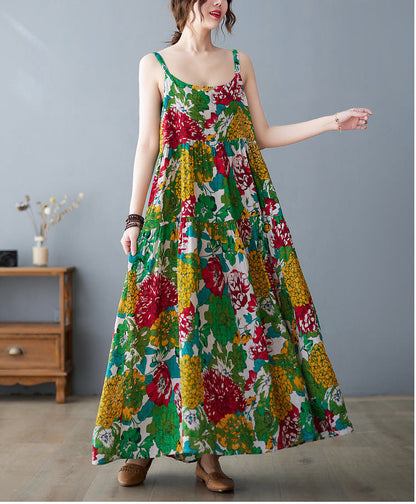 Summer New Women'S Suspender Skirt Age-Reducing Cotton And Linen Large Swing Cake Skirt