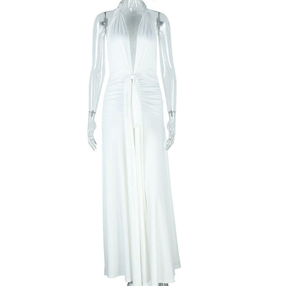 Trendy Casual Solid Color Sleeveless Backless Maxi Dress