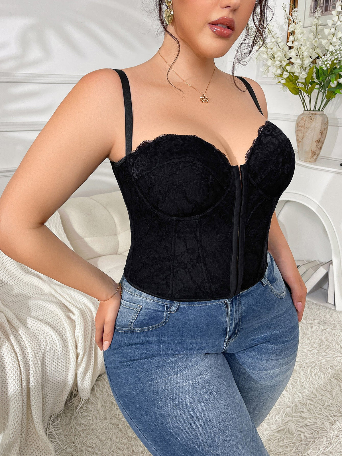 Sexy Lace Corset Top For Plus Size Women