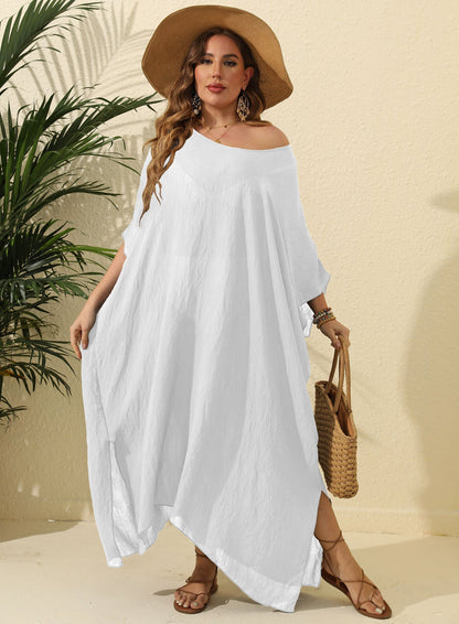 Women鈥檚 Maxi Dress Solid Color Loose Fit Beach Vacation Dress