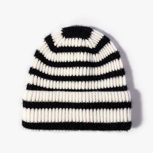 Winter Striped Beanie Cuff Warm Knitted Hat