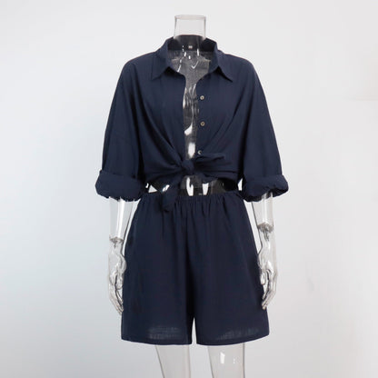 Summer Relaxed Fit Shirt And Shorts Set