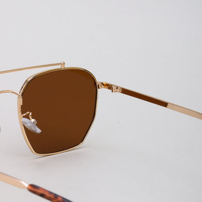 Vintage Double Bridge Square Metal Sunglasses