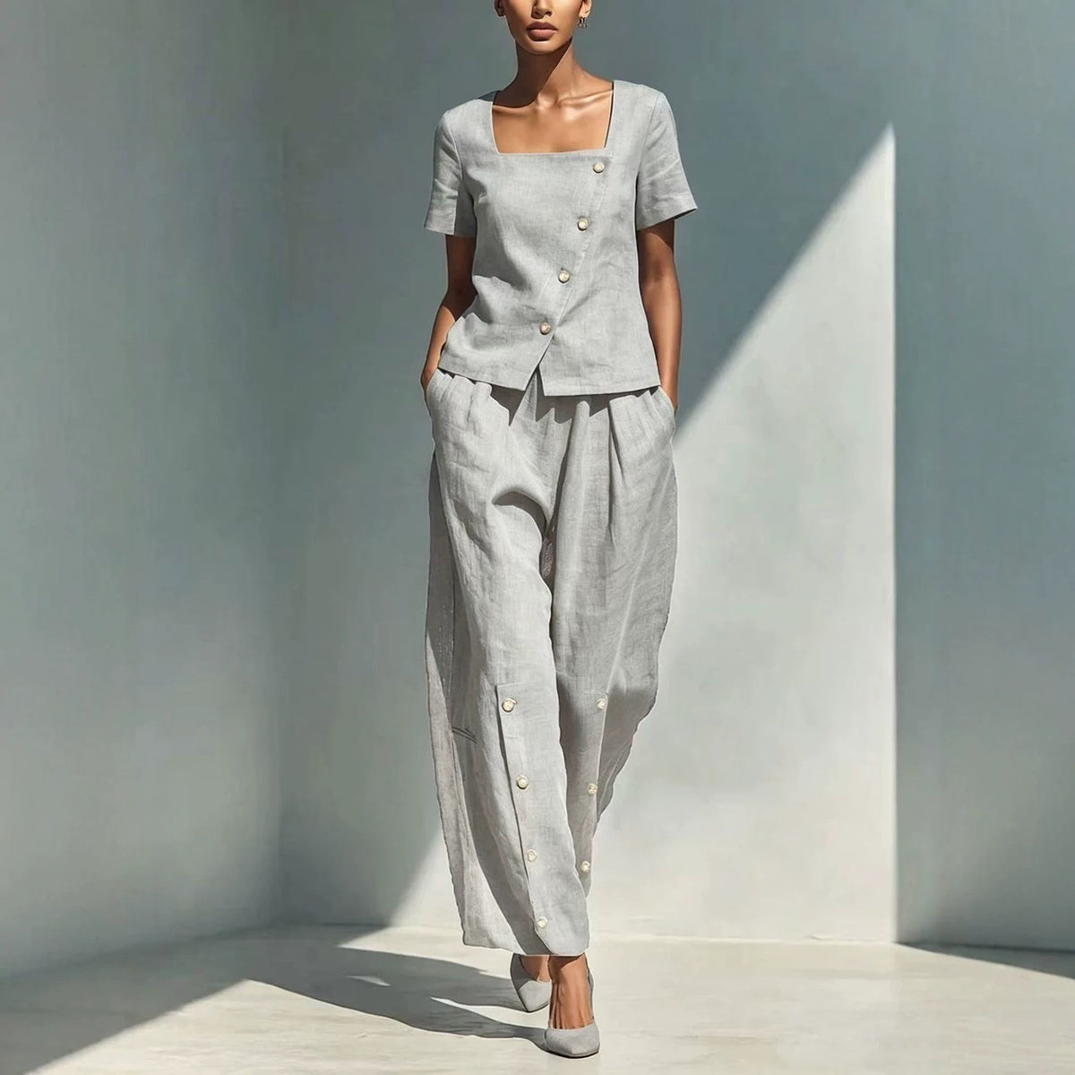 Tailored Linen Two-Piece Set