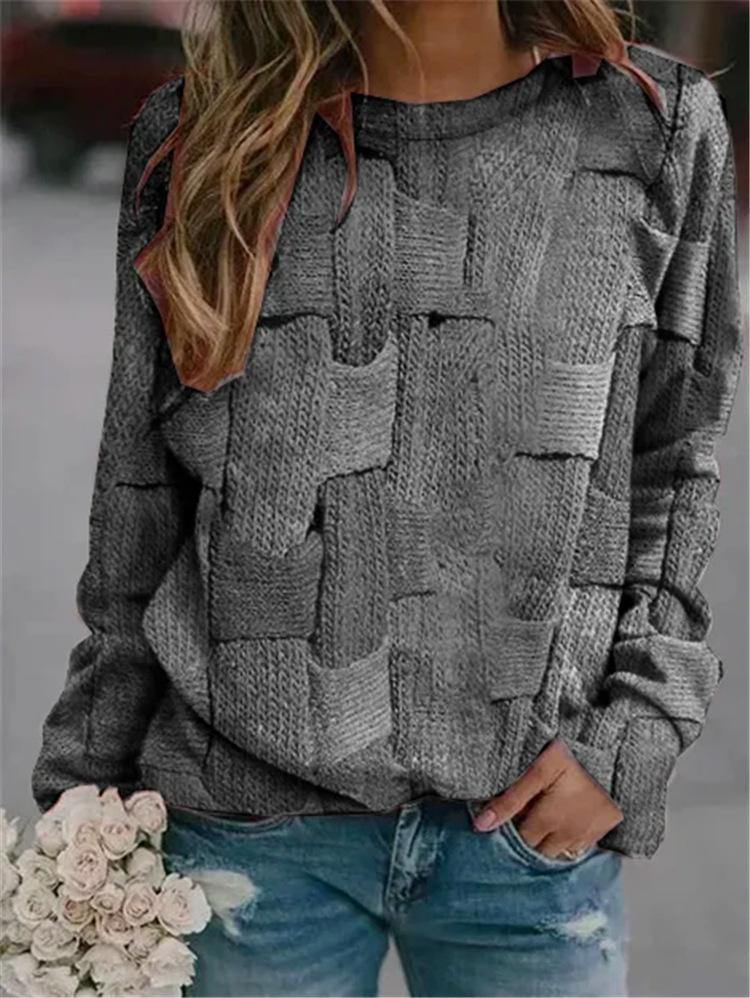 Long Sleeve Round Neck Printed Loose Pullover Sweater Women'S Clothing