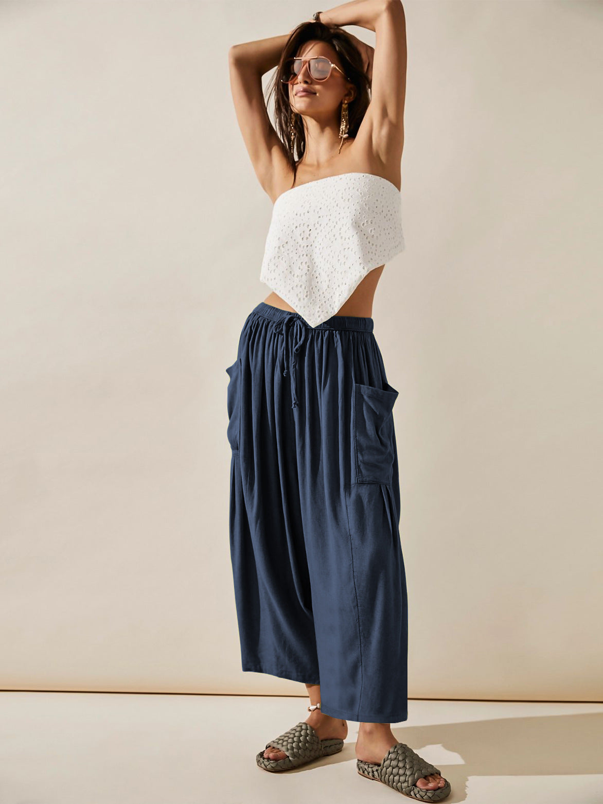 New Wide Leg Pants, Women'S Loose Fitting Sports Yoga Pants, Casual Pants, Home Pants, Artificial Cotton Pants