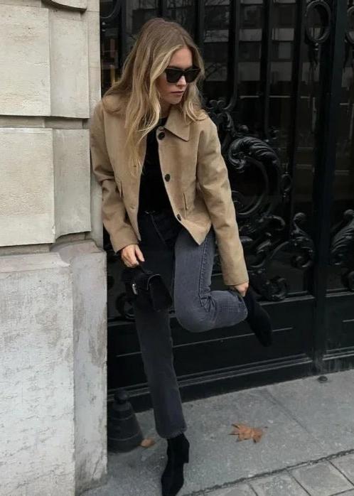 Boxy Wool Jacket In Classic Camel Beige