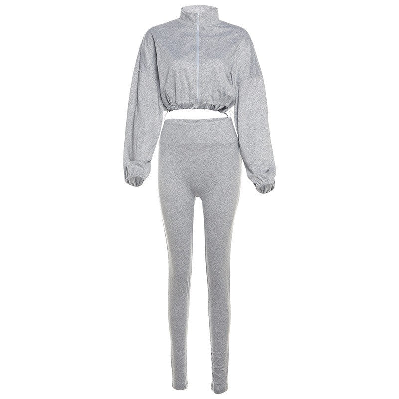 Sexy Crop Top And High Waist Pants Set For Women