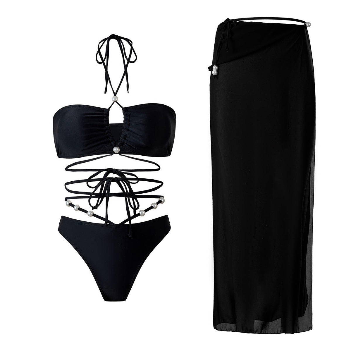 Sexy String Halter Bikini Swimwear with Cover
