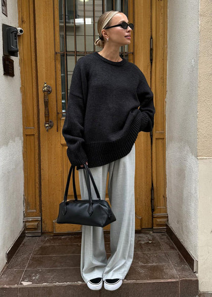 Relaxed Knit Sweater In Cozy Midnight Blue