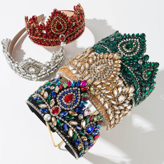 Baroque Style Wide Headband with Crystal Accents