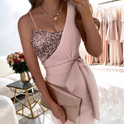 Fashionable Sleeveless Sequin Evening Dress for Women