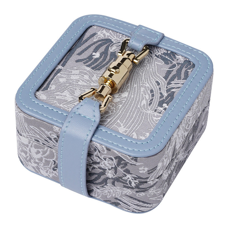 Vintage Jacquared Embroidered Portable Jewelry Case