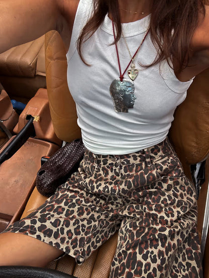 Cotton Leopard Print Shorts Trendy Casual Street Style