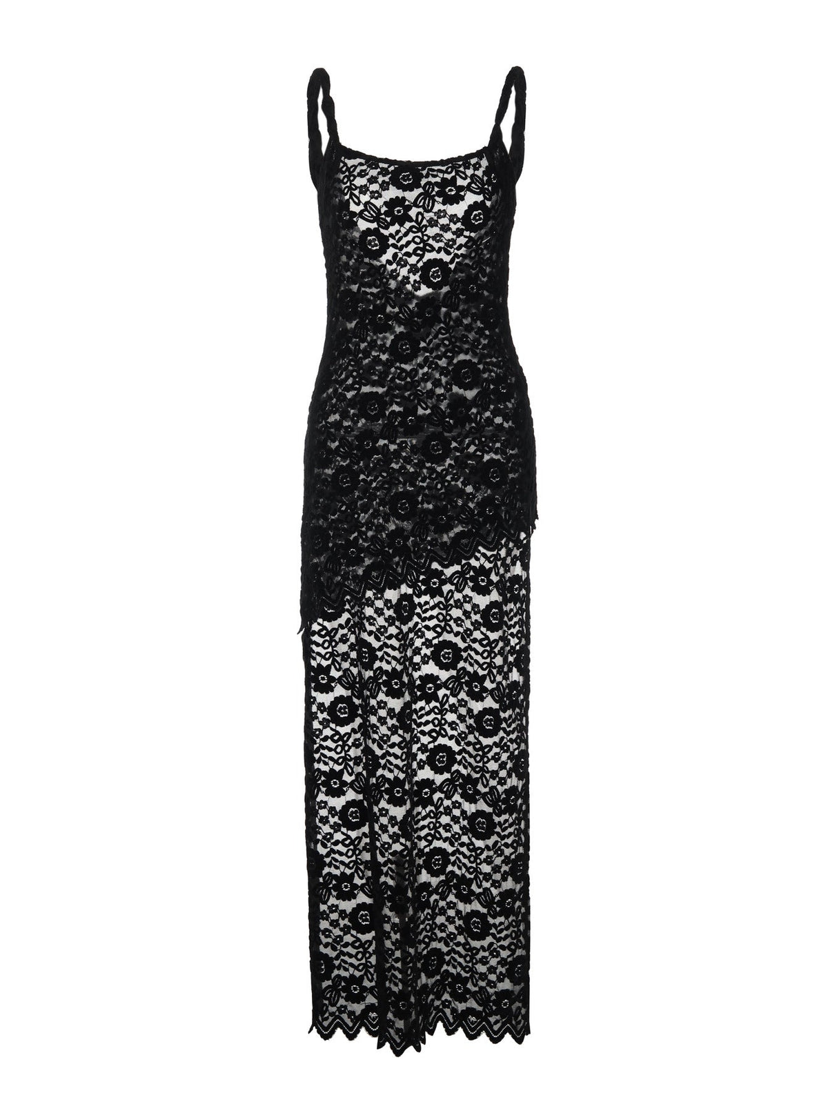 Sexy Lace Backless Midi Dress with Spaghetti Straps